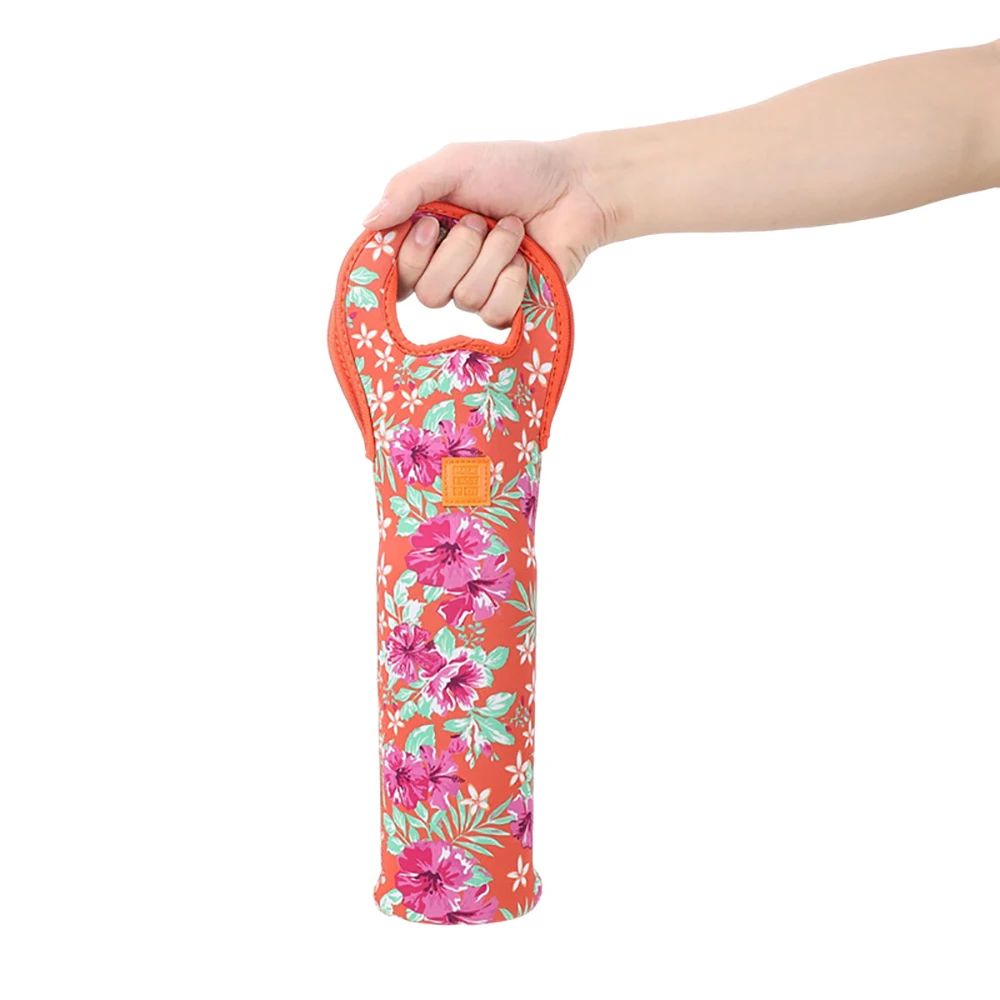 Customized Sublimation Portable Wine Tote Holders Wine Bag Carriers Insulated Neoprene Wine Bottle Holder Cooler