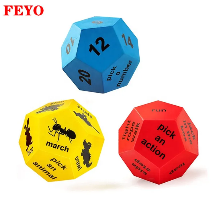 Dia 5.5cm China Manufacturer 12 Sides Dice PU Squishy Toy Hot Selling Decompression Sport Toy PU Balls Squishy Handheld Toy