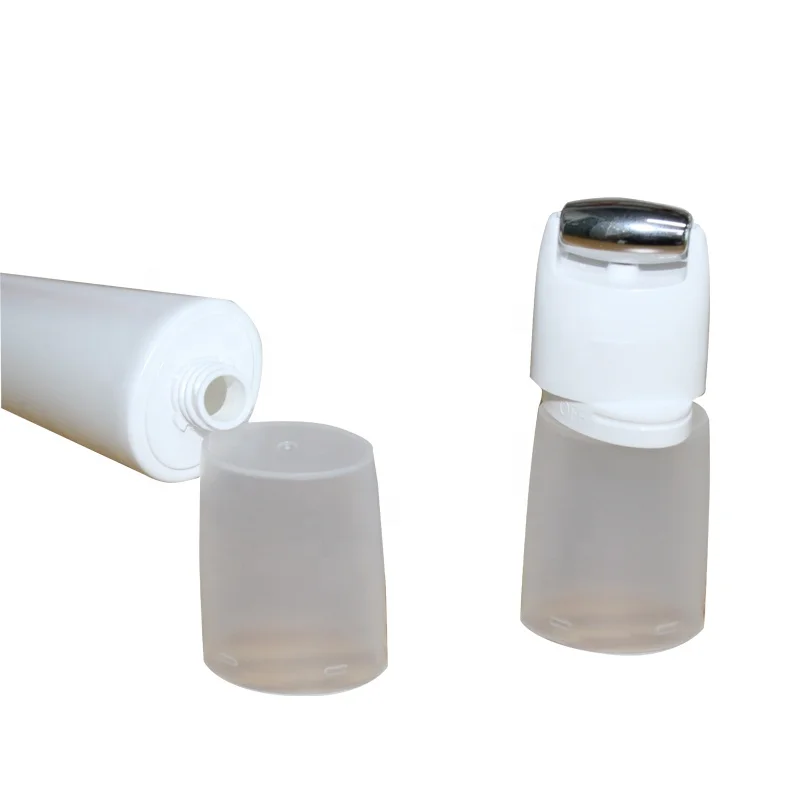 Multi function plastic cosmetic oval tube with stainless steel roller ball tube massage squeeze tube for cream packaging