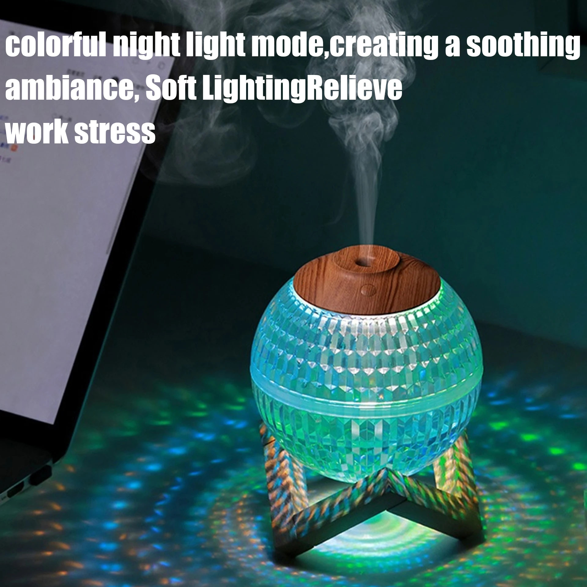 Custom gift  portable crystal ball ultrasonic humidifier 7 color LED lights USB plug-in water mist aromatherapy humidifier