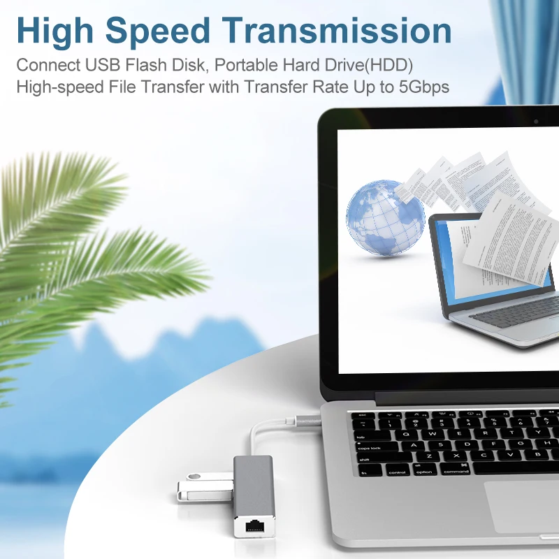 USB 3.1 HUB + TYPE-C to Gigabit network card,high speed transfer type-c usb converter Usb hub