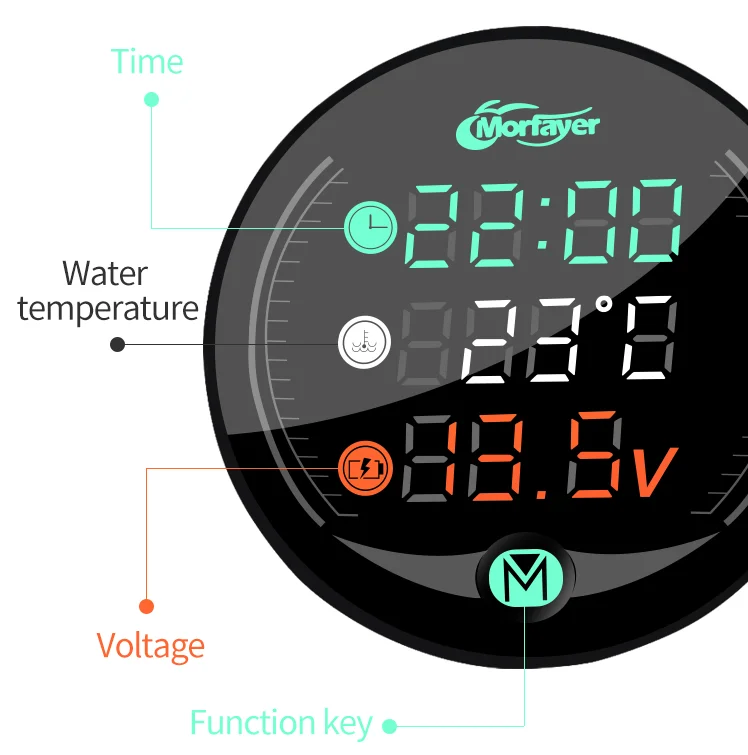 LED Motorcycle Meter With USB Charger Voltmeter Voltage Temperature Time