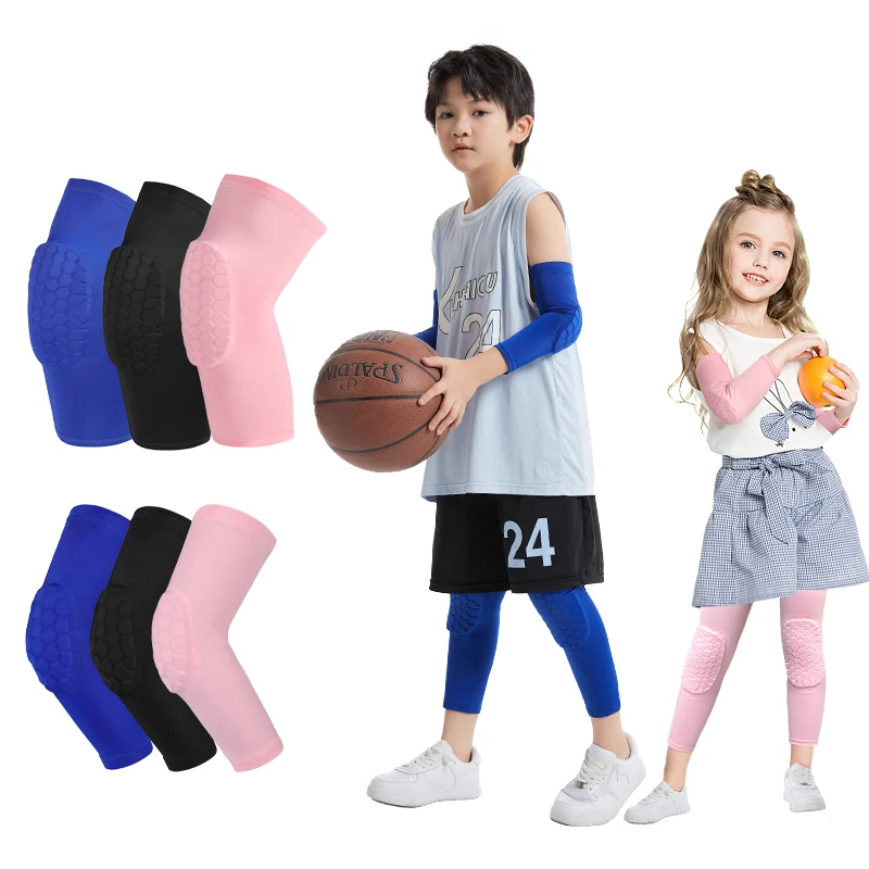 2187#Professional elastic fabric quick drying protective gear knee sleeve with honeycomb for Children