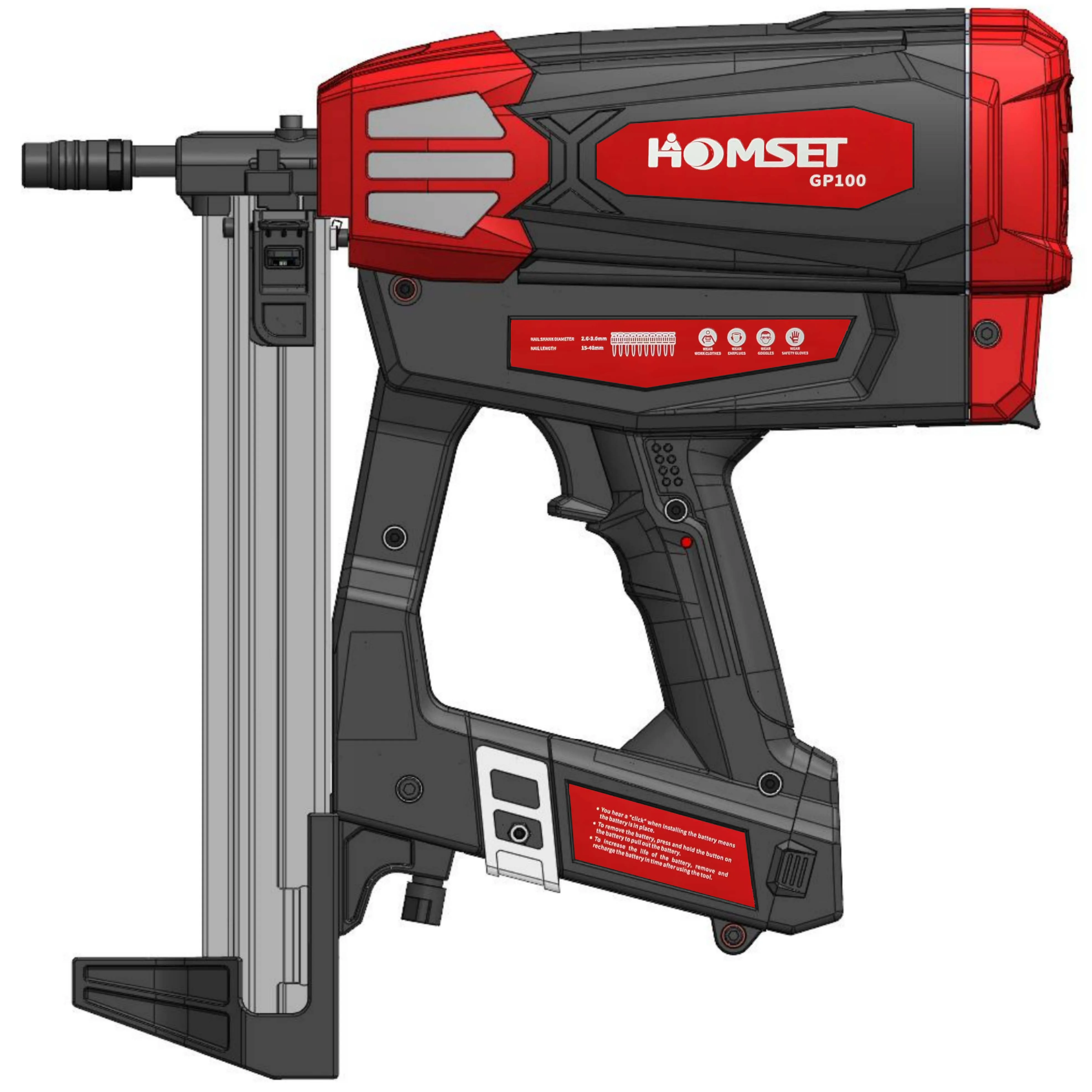 Cordless  Gas Mounting  Gun fuel cell nailers construction tools driving depth adjustment