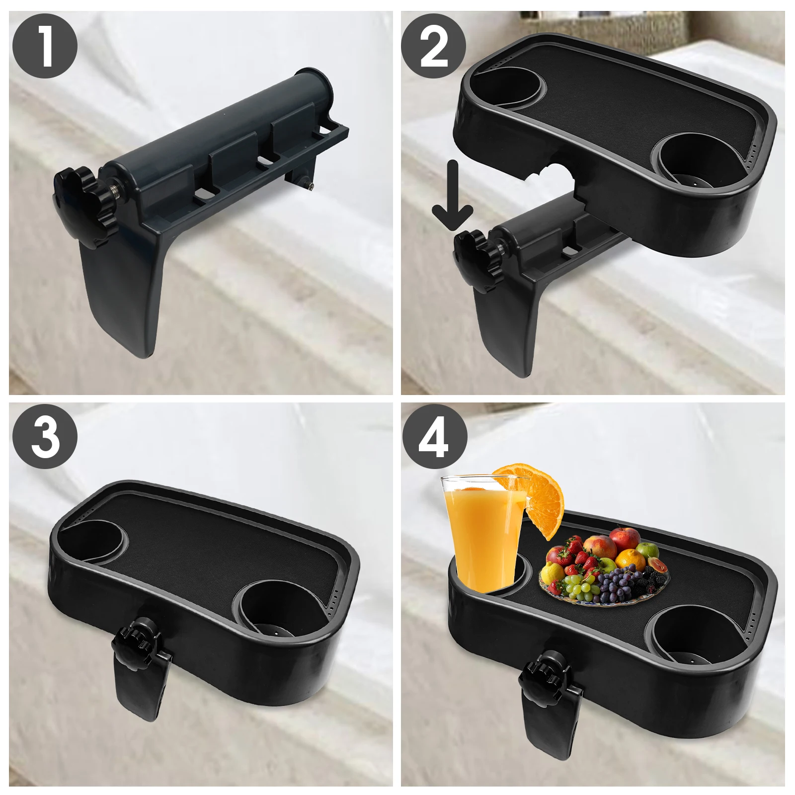 Hot tub table tray with coffee cups holder adjustable ABS cup holder with food tray