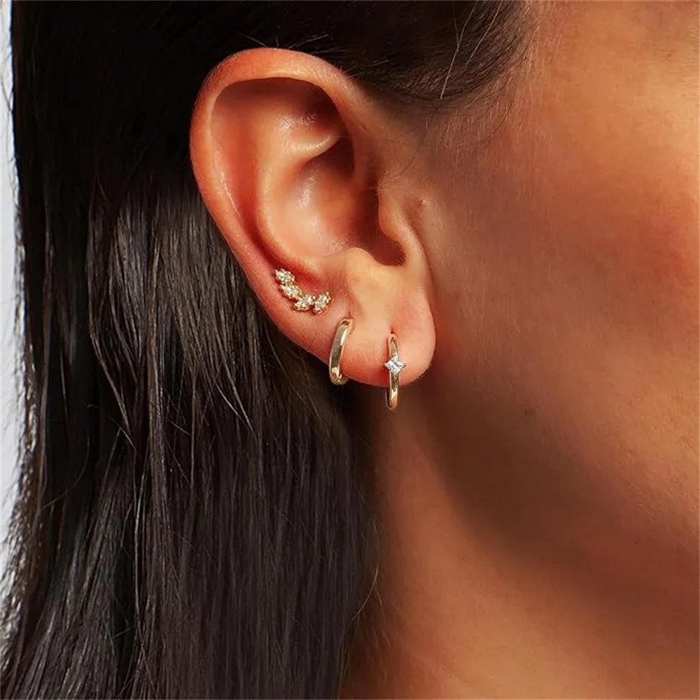 Dainty Elegant 14K Gold Plated Single Earring Set for Women Stylish Trendy Party Festival Casual jewelry Gift