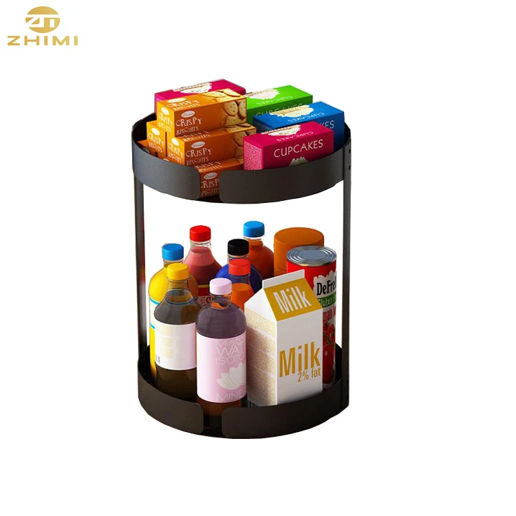 
2-Tier Non-Skid Pantry Cabinet Lazy Susan Kitchen Organizer 360 degree Turntable Rotating Spice Rack 