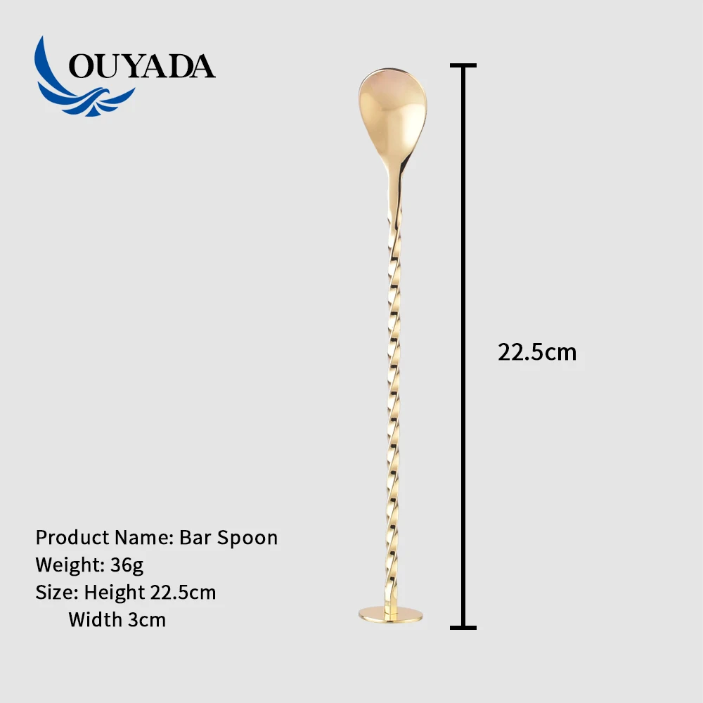 
Factory Direct stainless steel cocktail gold mixing spoon 