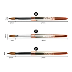 BQAN Top Quality Rose Gold Crimped Metal Handle Pure Kolinsky Acrylic Nail Brush Custom Logo