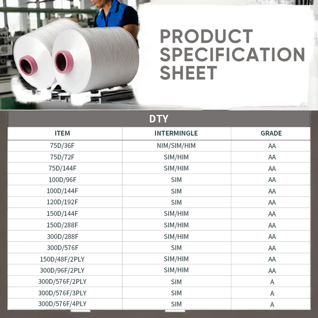 Shuyuan 100% Polyester DTY Filament 150/144d High Strength Dope Dyed Spun Twisted Yarn for Embroidery Sewing Weaving Style FDY