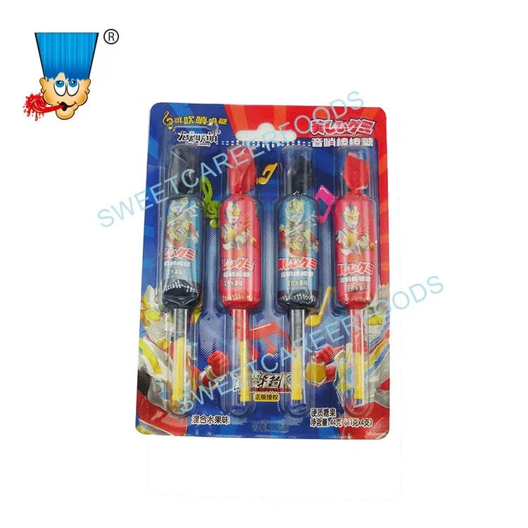 4 In 1 Blister Pack Whistle Music Lollipop Hard Candy Confectionery