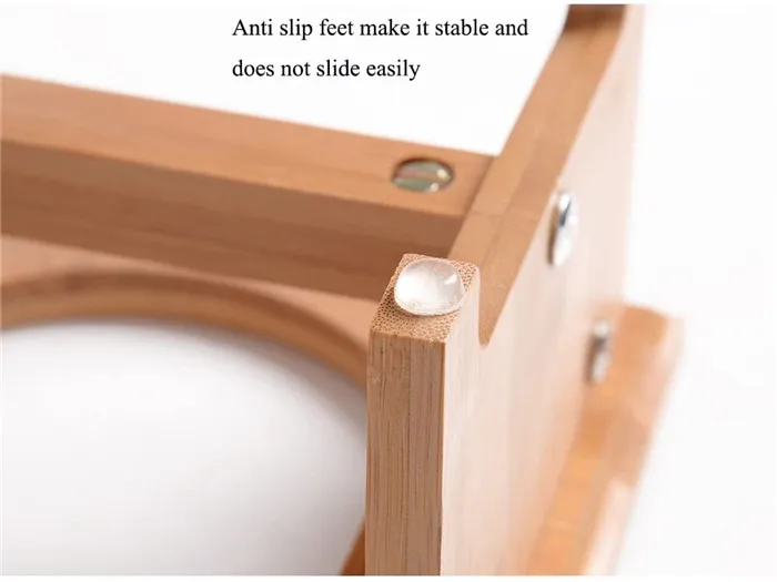 Raised Pet Bowls for Cats and Dogs, Bamboo Elevated Dog Cat Food Bowls Stand Feeder with 2 Stainless Steel Bowls