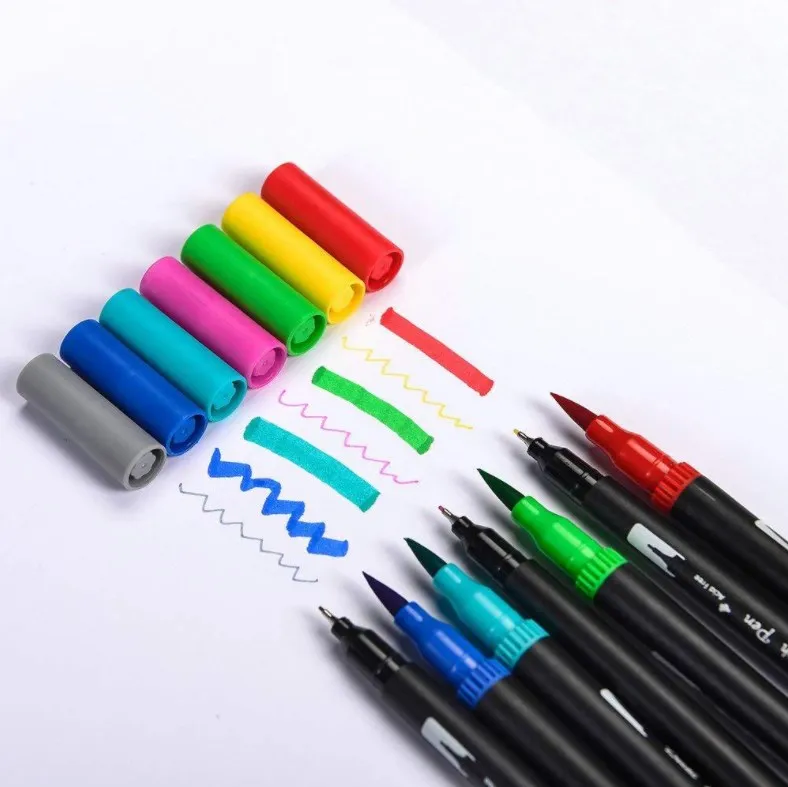 Best Wholesale 60 colors 0.4mm Fine Tip Markers Painting Soft Dual Tip Brush Marker Watercolor Pen