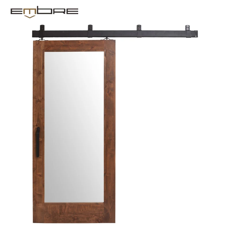 Light oak french rustic style wood door solid timber slab interior sliding wooden entrance bedroom flat panel barn doors