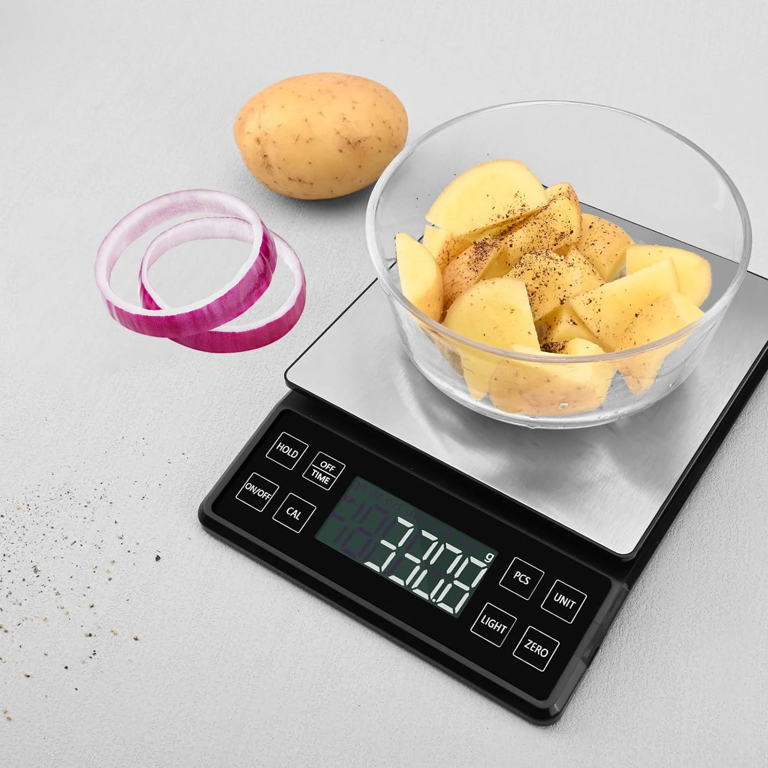OEM ODM Food kitchen scale with easy to read LCD backlight display 5kg weight range 0.1g division rechargeable digital scale