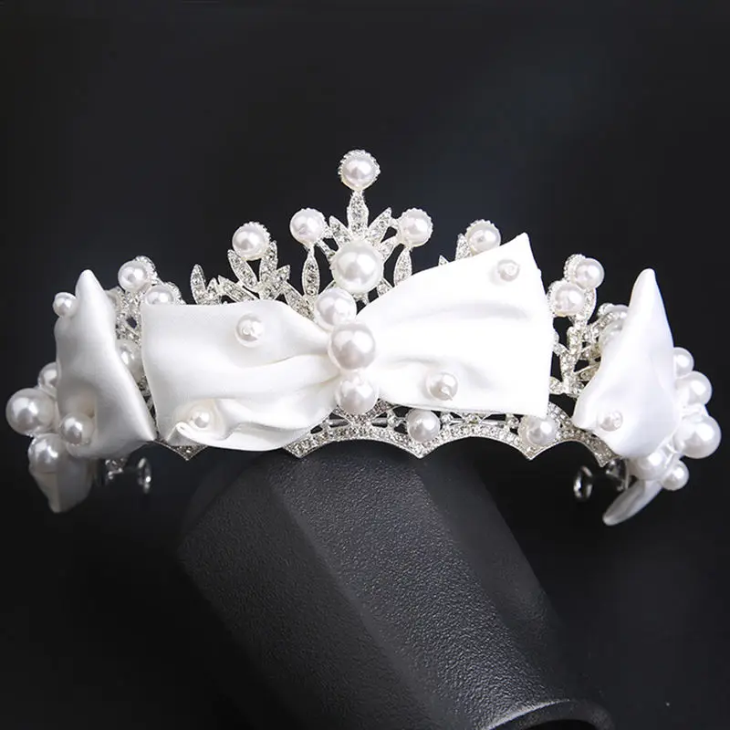 Корона из корейской ткани жемчужина короны для красоты роскошные бриллиантовые аксессуары невесты женские милые свадебные диадемы