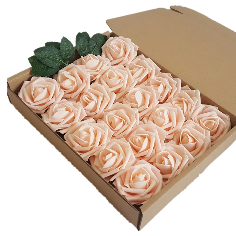 8CM Colorful Artificial Roses Flowers Real Looking Roses PE foam flowers foam roses for Wedding and Party Baby Shower