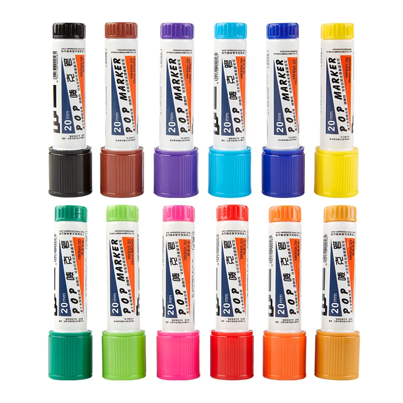 Jumbo POP colorful ad paint marker pen 20mm fiber refillable art marker set waterproof fast drying art marker pen