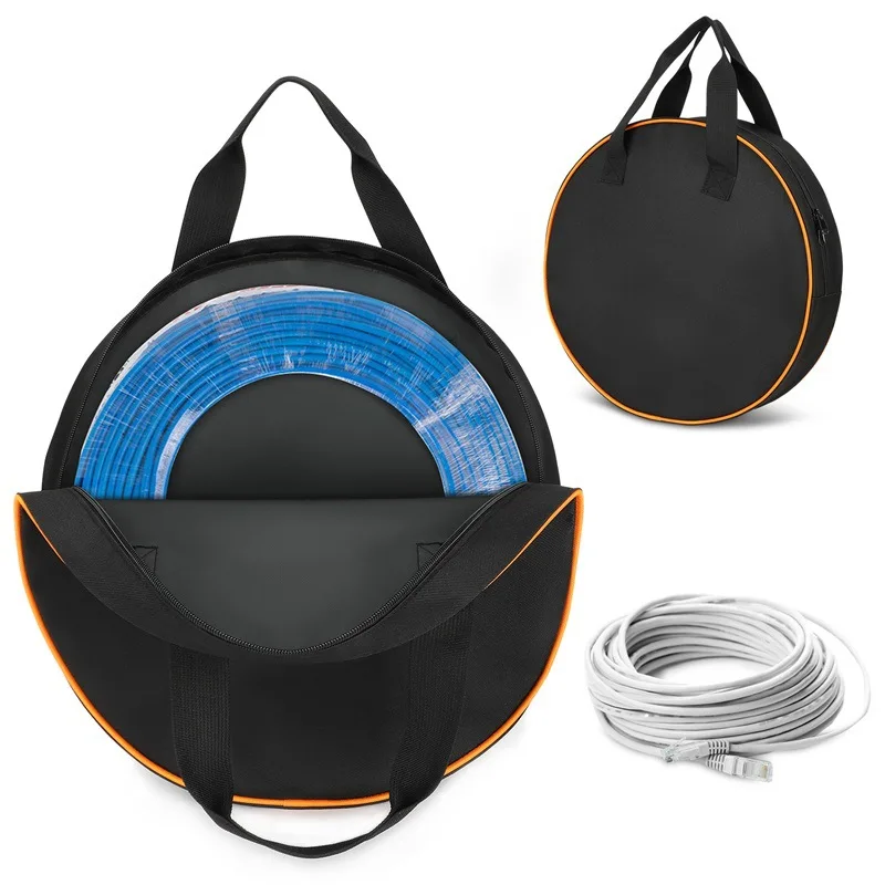 Oxford Round Cable Organizer Heavy Duty waterproof Electric Vehicles EV Charging Wire Tote Bag Jumper Electric Cable Storage Bag
