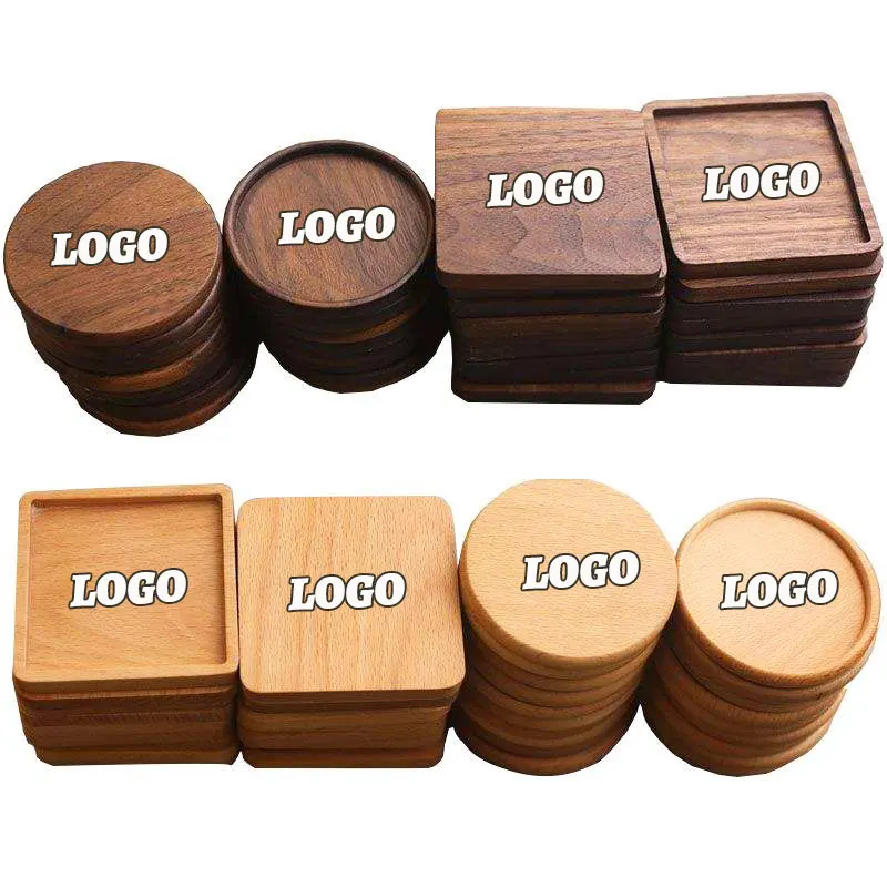TM8621 Custom Logo beverage Coffee Blank Pallet Cup Mat tea cup coaster Sublimation Coasters For Drink Square round Wood Coaster