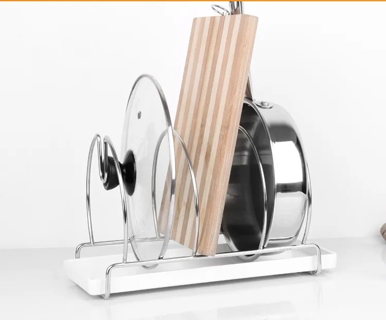 Multifunctional Kitchen Cookware Chopping Board Storage Rack Stainless steel Pot Lid Holder Pot Lid metal Storage Rack