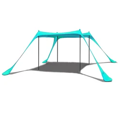 Beach Canopy Sun Shade UPF50+ Anti-Wind Beach Tent with Sand proof Private Beach Wind Screen Stable 4 Sandbags Design