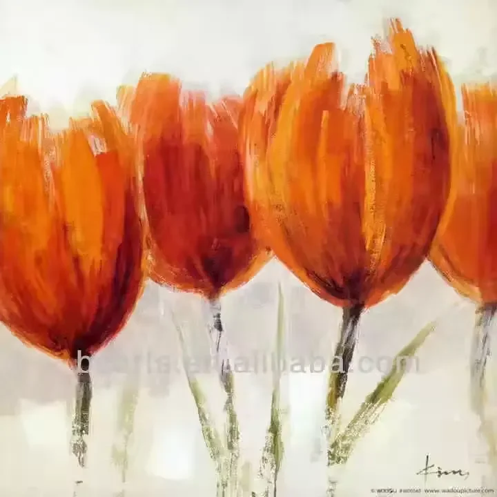 100% Hand-painted Flower Oil Canvas Painting Wall Arts for Living Room