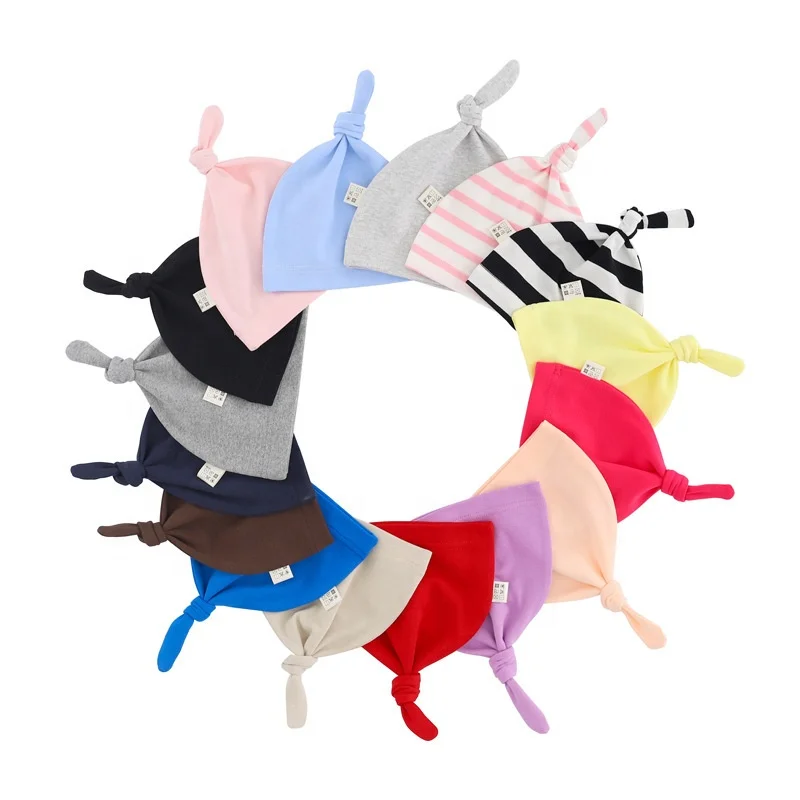 2022 Wholesale plain 95% Cotton 5% Spandex Newborn Baby Beanie New Born Baby Hat