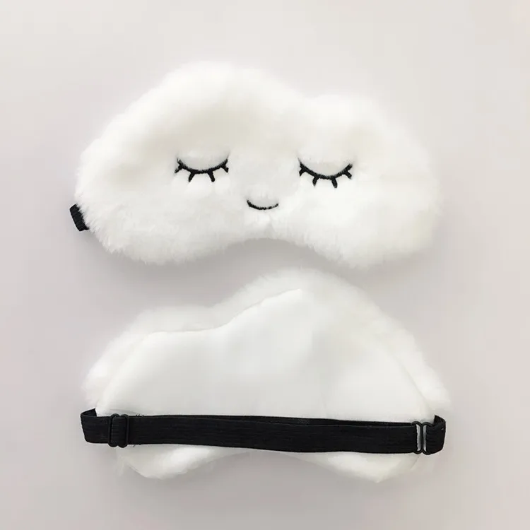 Cute Eyelashes Sleep Shade Eye Patch Aid Eye Shade Cover Super Soft Plush Cartoon Cloud Sleep Eye Mask