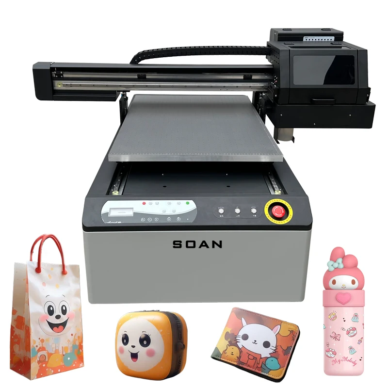 Soan Inkjet Printers UV 60x90 Printer Flatbed & Bottle UV Printer Printing Machine for Wood Acrylic Phone Case Stickers