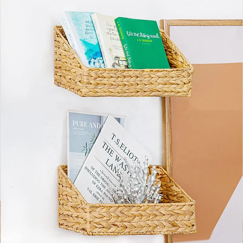 2022 new arrival rectangular water hyacinth woven basket storage straw woven basket