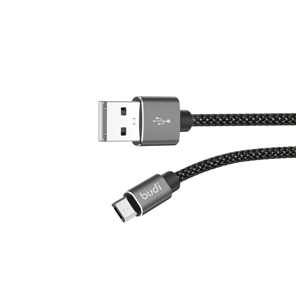 Микро usb-кабель budi, Прямая продажа с завода, 1 м, 2 м, 3 м, быстрая зарядка, нейлоновый Плетеный портативный кабель для зарядного устройства телефона
