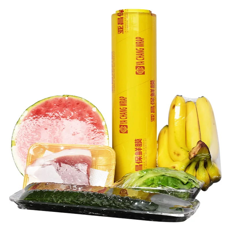 wholesale PVC plastic cling film food wrapping for roll using for fresh keeping