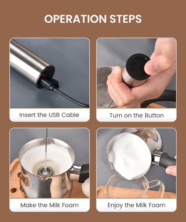 Вспениватель для молока с Usb автоматический смеситель кофе Электрический белый перезаряжаемый ручной вспениватель из нержавеющей стали