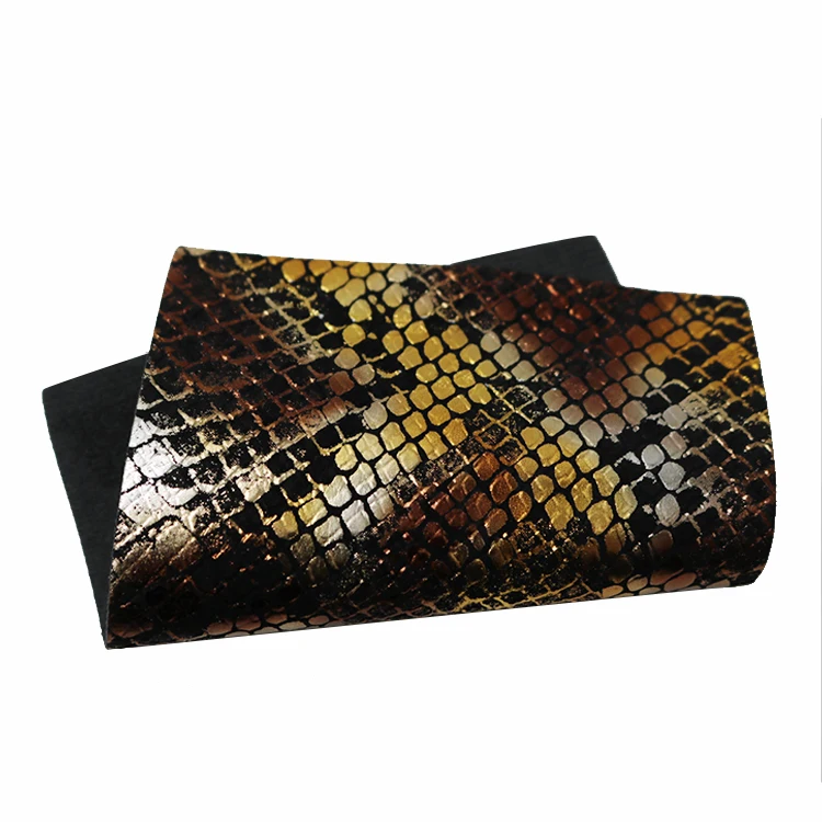 New Arrival Metallic Snake Skin Leather Fabric Waterproof Artificial Leather 0.9MM Faux Leather For Making Bags