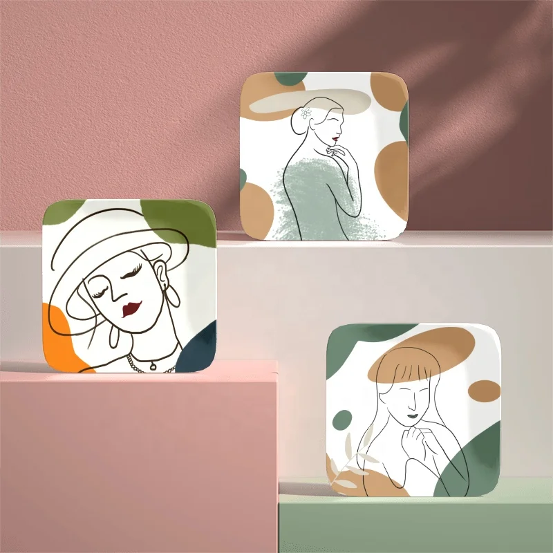 Nordic Porcelain Plate Modern Nordic Sketch Ceramic Dish Sets ceramics plates dinnerware	Dinner Plates Sets Dinnerware