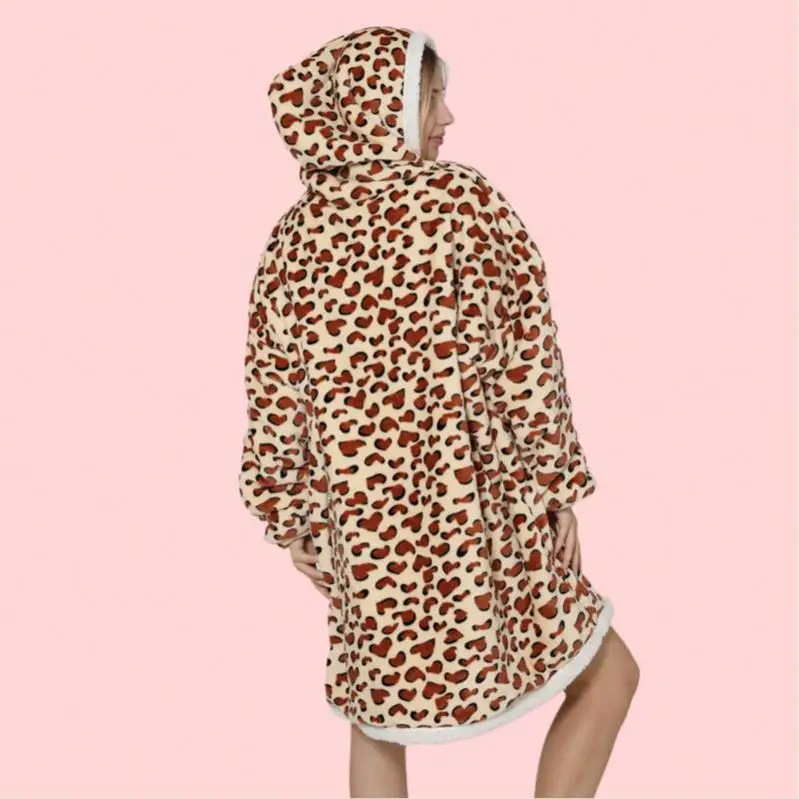 Extra Long Luxury Sherpa Christmas Oodie Winter Oversized Anime Polar Bear Hoodie Blanket with Zipper Closure for Girls