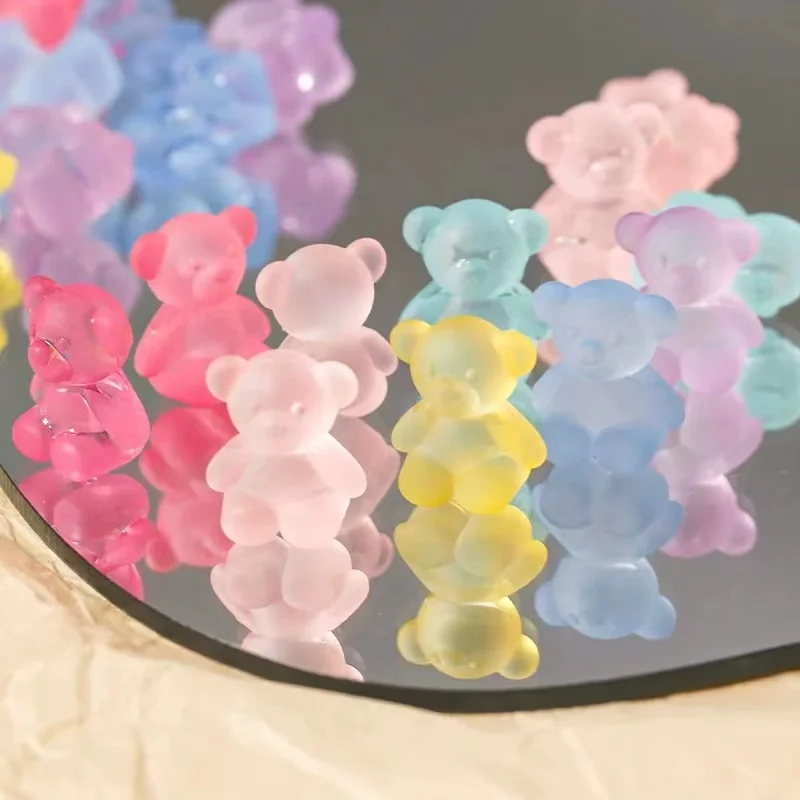 Wholesale 2022 New Arrival 50pcs/bag Matte Clear Color Acrylic Bear Beads For DIY Bracelet Jewelry Making