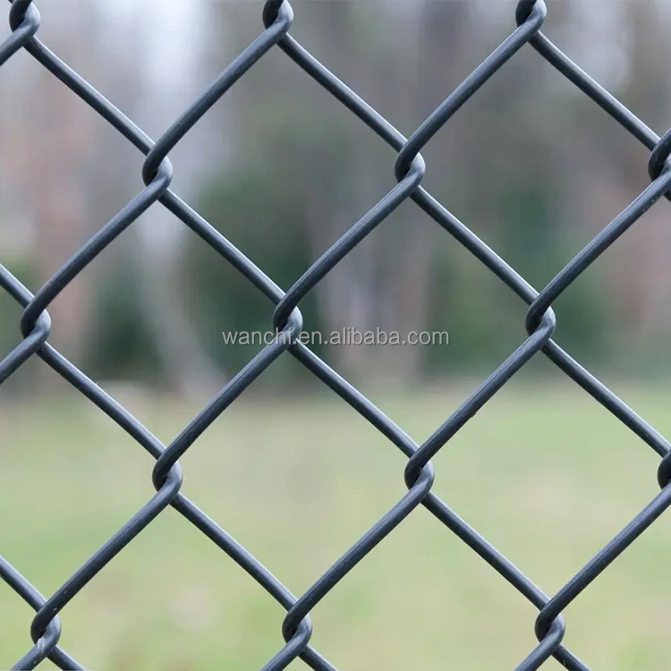 wholesale black PVC coated vinyl chain link fabric farm yard fence / 6ft 7ft 8ft galvanized diamond cyclone wire fencing roll