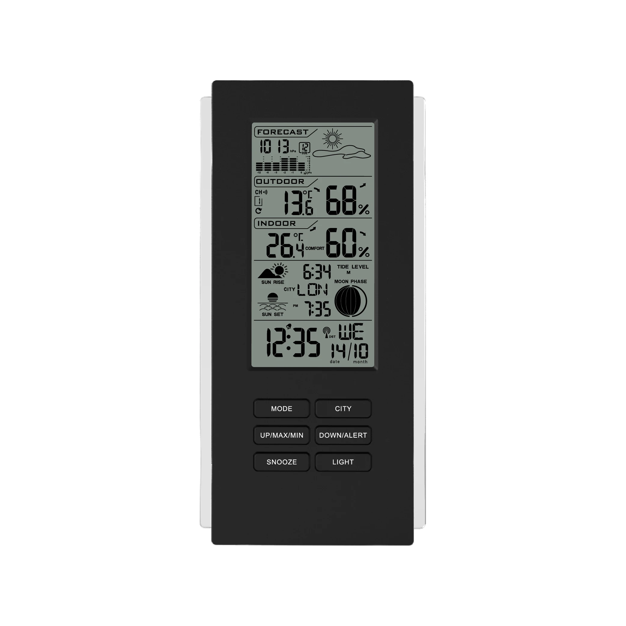 EWETIME Wireless Weather Station Clock Digital Desk Clock Bedroom Europe White Square ABS Watch for Bedroom Tiny House 2 Bedroom