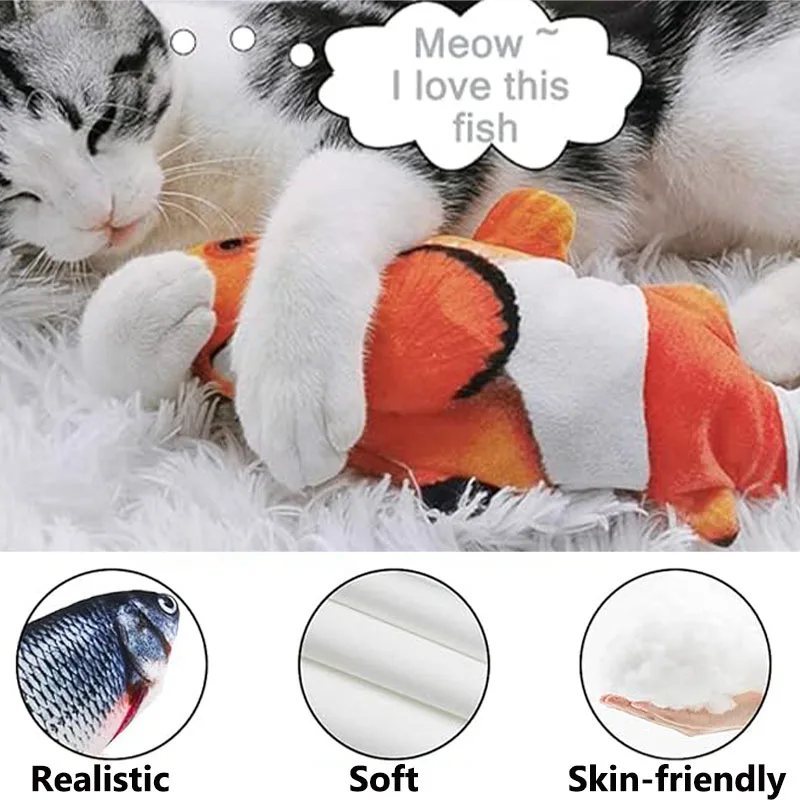 USB Electric Moving Dancing Fish Cat Toy  soft Catnip Cat Chew Toy Simulation Interactive Floppy Fish Cat Toy