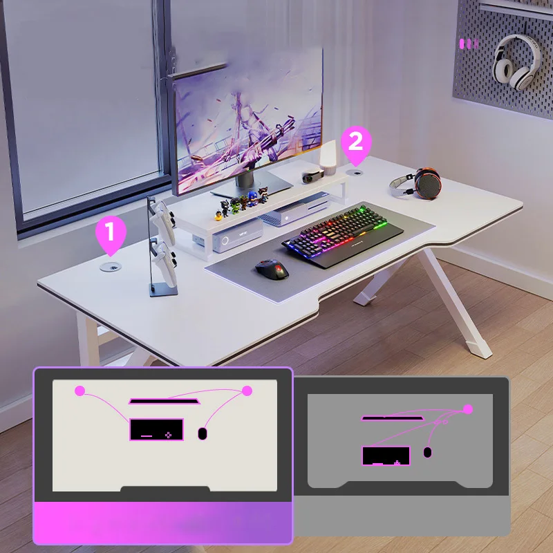 New White Computer Desk Desktop Home Live Broadcast Table Minimalist Workbench Student Study Table Gaming Desk Wooden Table