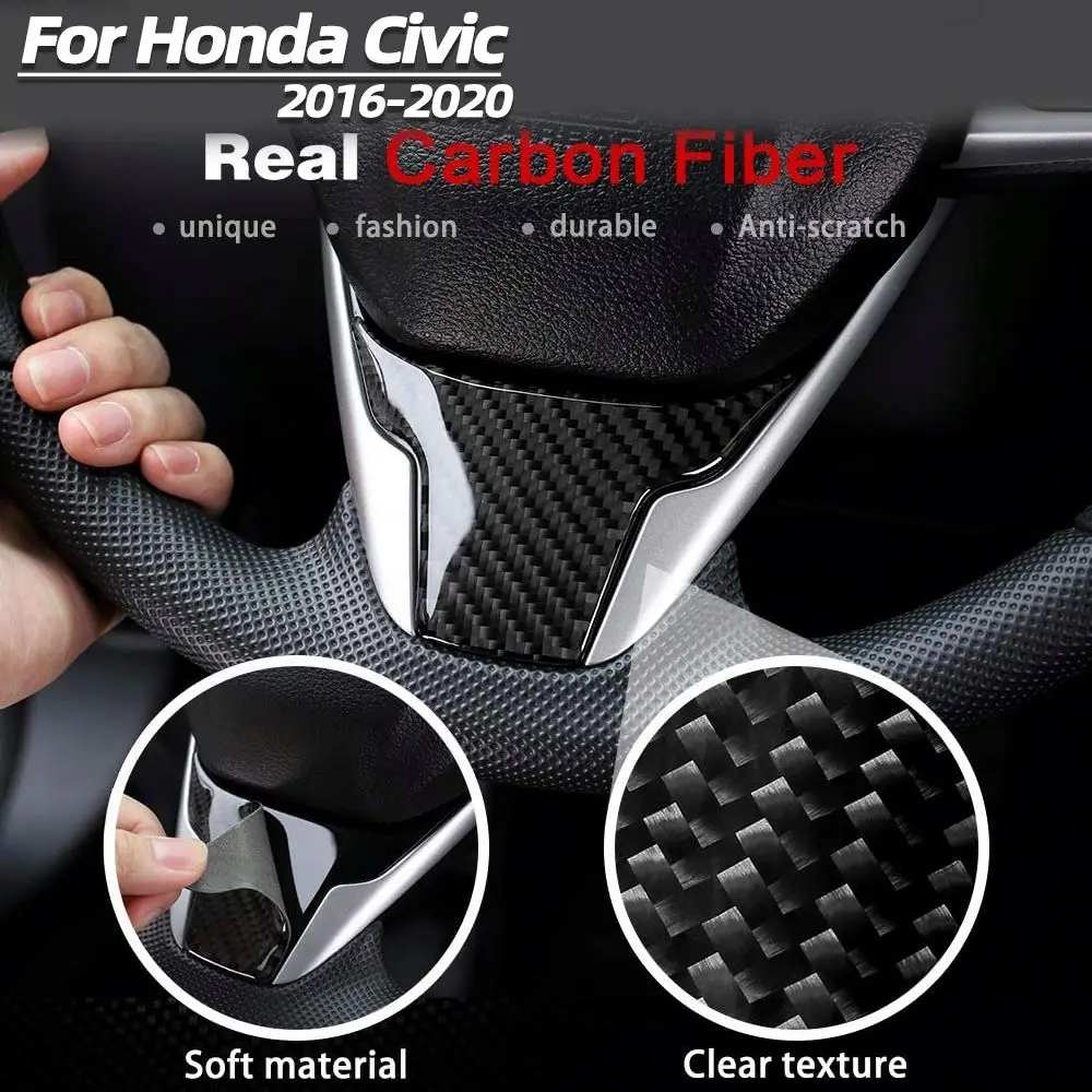 For Honda Civic 10th 2020 2019 2018 20172016 Carbon Fiber Steering Wheel Trim Trim Under The Hood Decorative Stickers Auto Parts