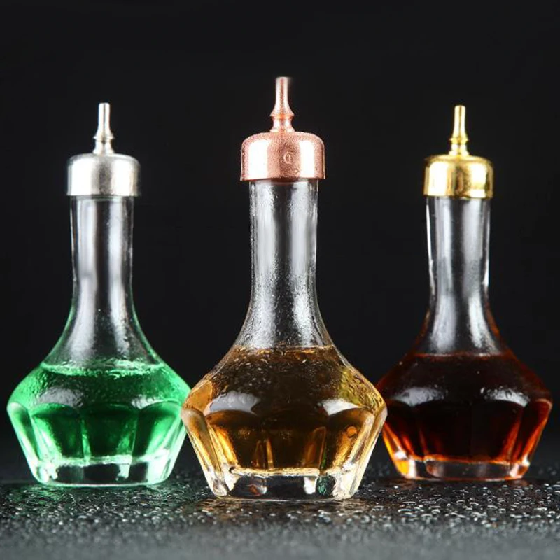 30ML/50ML CLEAR GLASS BITTERS BOTTLE WITH SPOUT & CORK TOP