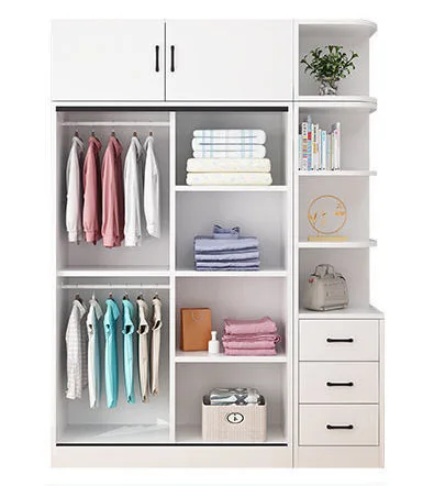 Wardrobe household modern simple small apartment bedroom assembly economy solid wood wardrobe Light luxury storage