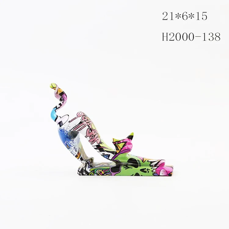 L Abstract Colorful Resin Angel Dancer Statue Sport Man Horse Head Rabbit Elephant Sculpture