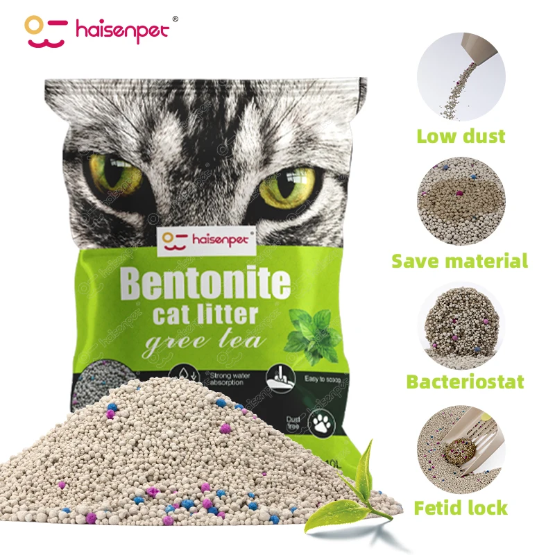 BSCI OEM ODM Factory Dust Free Green Tea Fragrance Ball Shape Bentonite Cat Litter