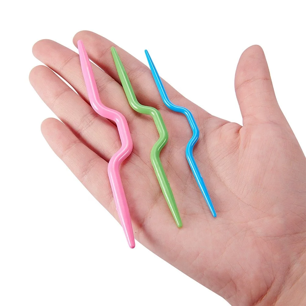 3 Sizes ABS Plastic Knit Cable Stitch Knitting Needles Smooth Stitch Cable Needle