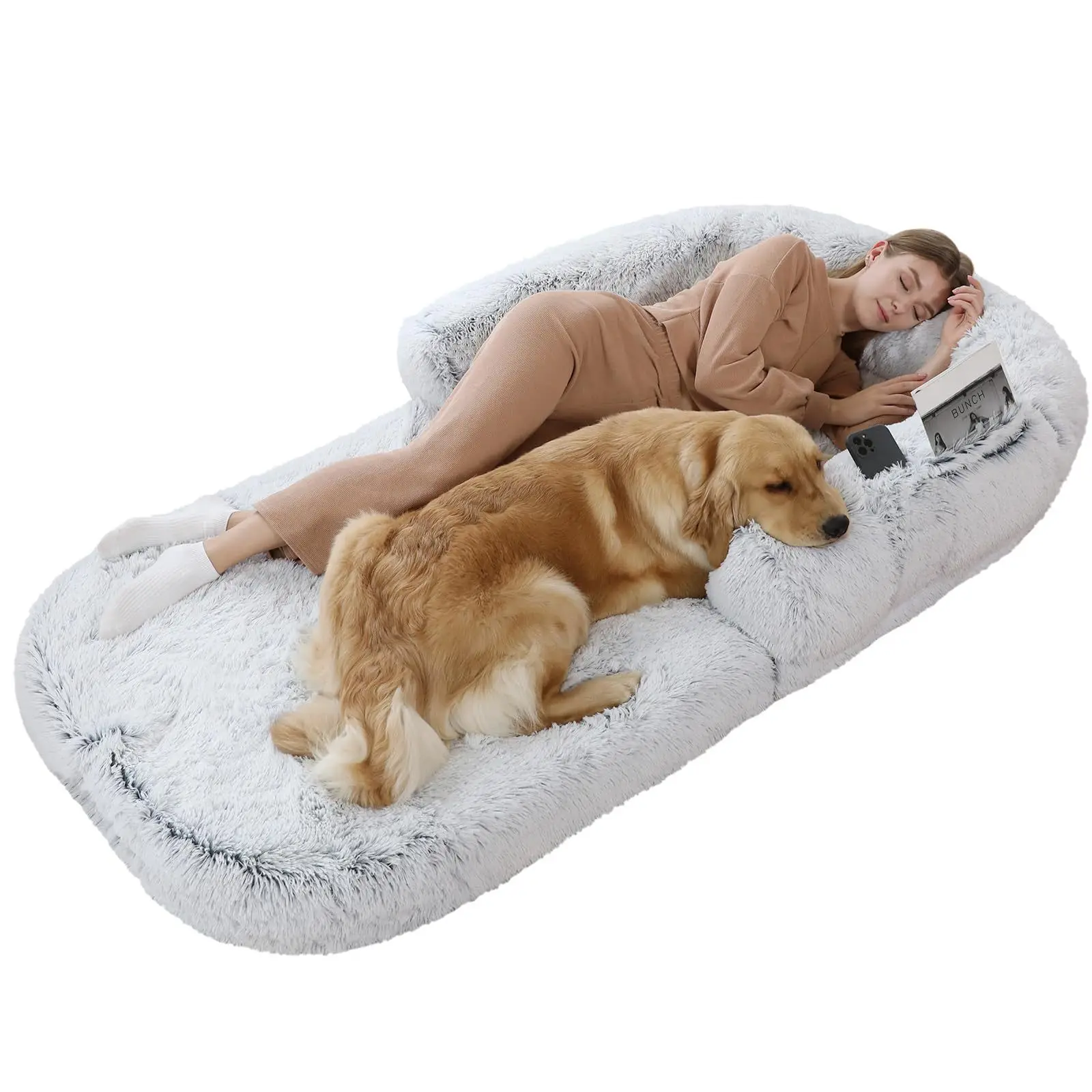 Four Seasons Use Foldable Soft Faux Fur Dog Beds Removable Large Human Size Giant Pet Beds