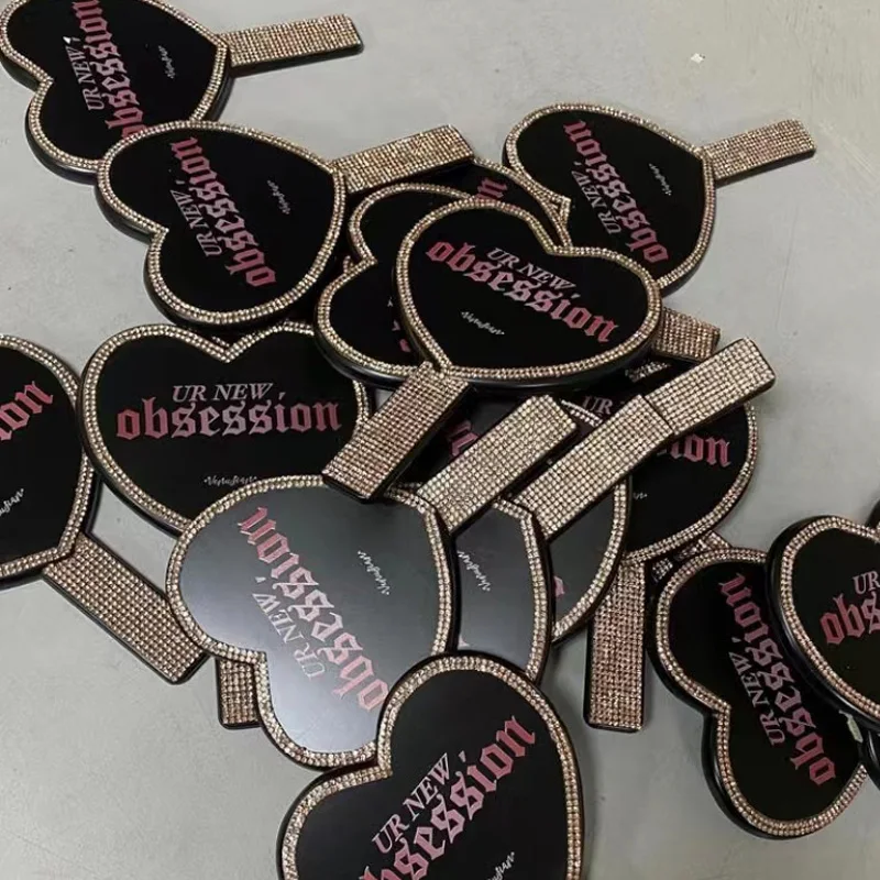 Частная торговая марка, индивидуальный логотип, пластиковые маленькие блестящие ручные квадратные косметические ручные зеркала